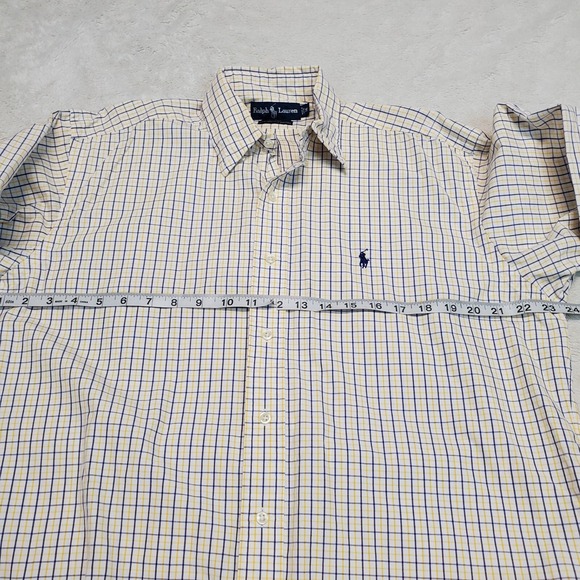 Ralph Lauren Blue Label Blake‎ White Yellow Blue Plaid Button Dress Shirt Medium - Picture 8 of 10